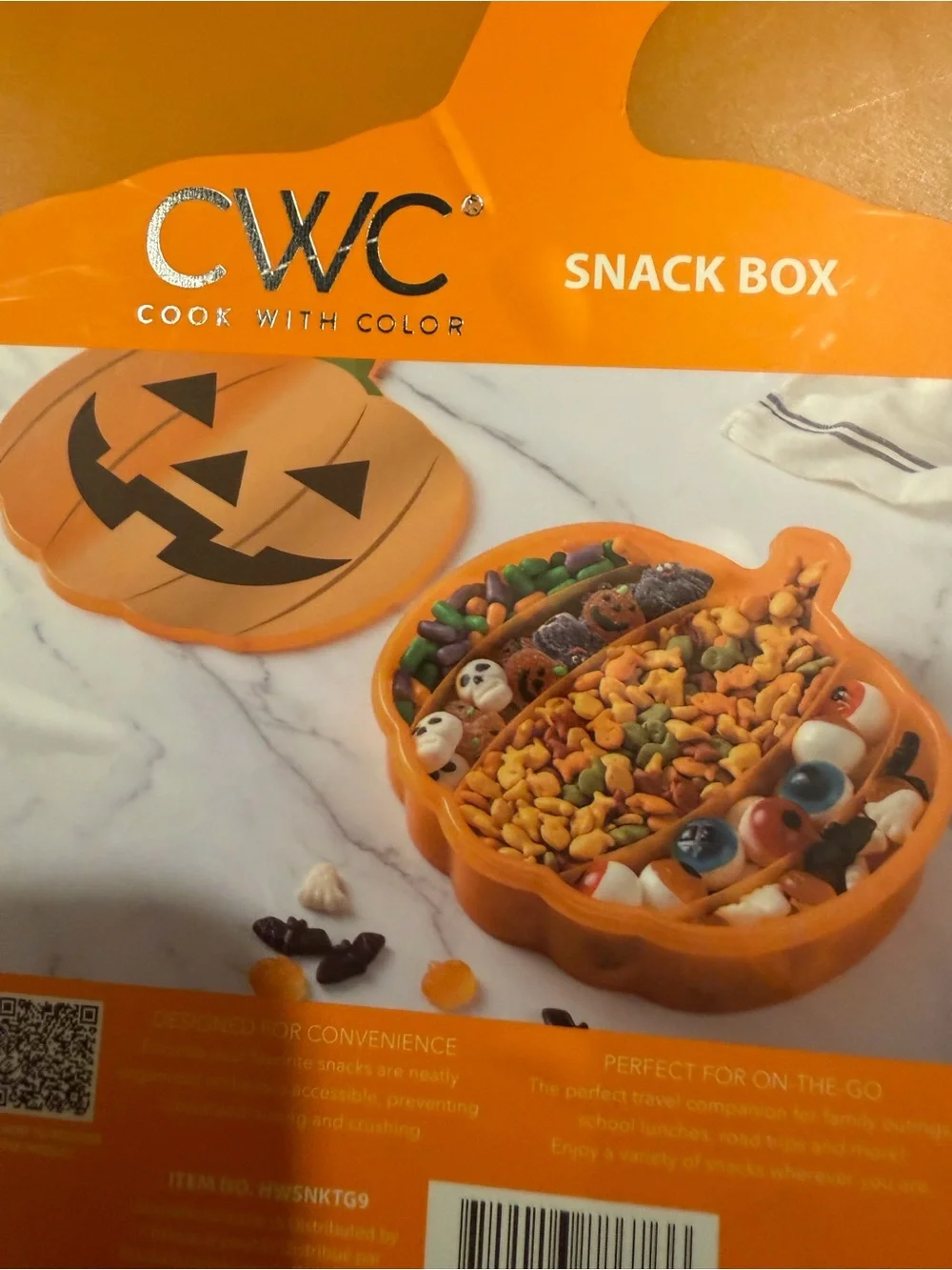 Orange Pumpkin Jack-O'-Lantern snackle box by the CWC
